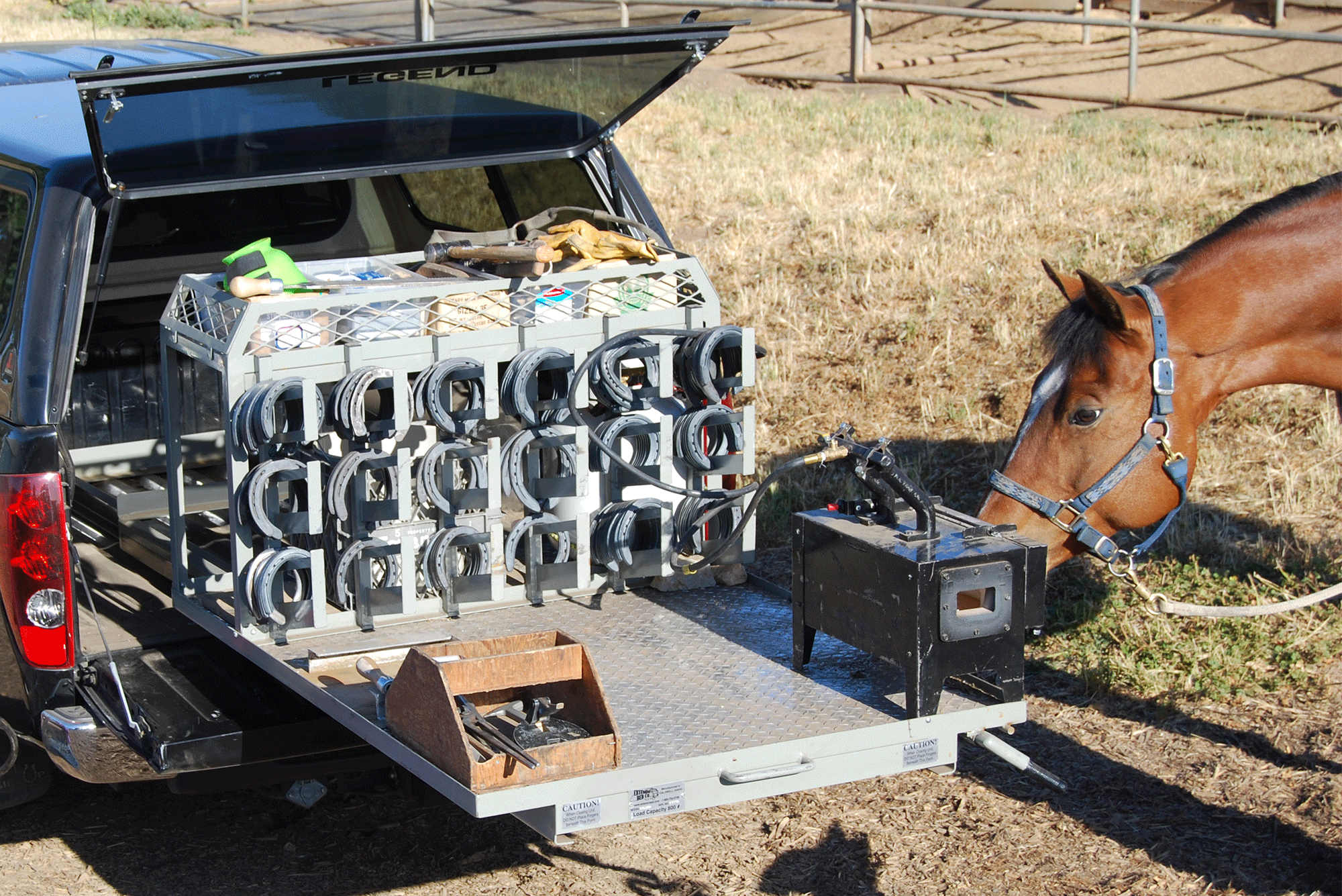 farrier truck organizer, slide out truck bed storage, extendobed